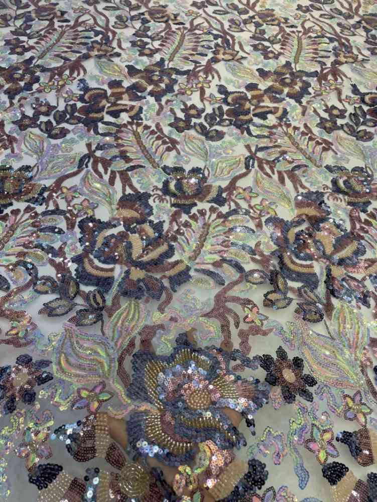 1 Yard 5 Yards Multi-Color Sequined Beaded Embroidered Lace Material Fabric TDD416