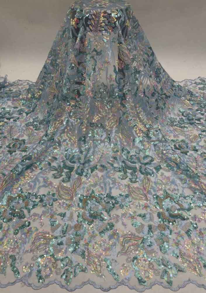 1 Yard 5 Yards Multi-Color Sequined Beaded Embroidered Lace Material Fabric TDD416