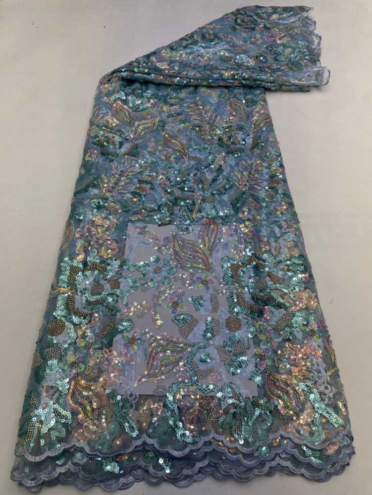 1 Yard 5 Yards Multi-Color Sequined Beaded Embroidered Lace Material Fabric TDD416