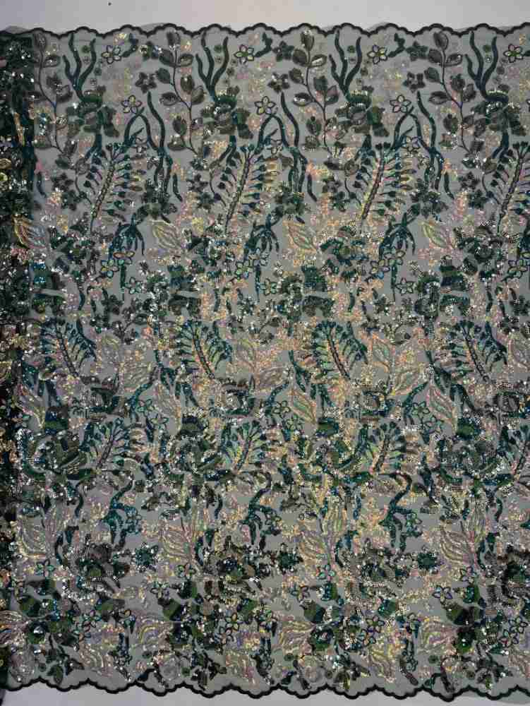 1 Yard 5 Yards Multi-Color Sequined Beaded Embroidered Lace Material Fabric TDD416