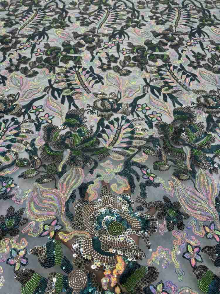 1 Yard 5 Yards Multi-Color Sequined Beaded Embroidered Lace Material Fabric TDD416
