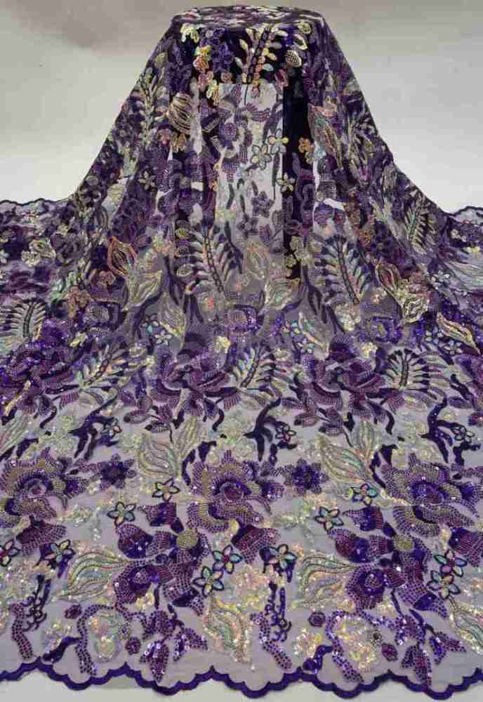 1 Yard 5 Yards Multi-Color Sequined Beaded Embroidered Lace Material Fabric TDD416