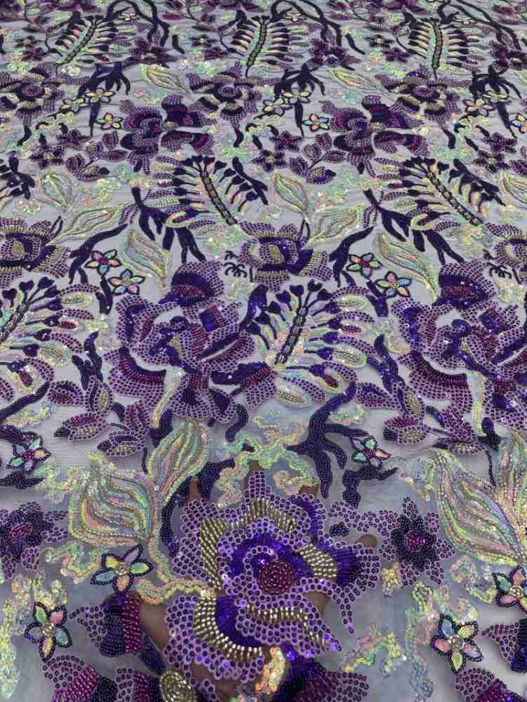 1 Yard 5 Yards Multi-Color Sequined Beaded Embroidered Lace Material Fabric TDD416