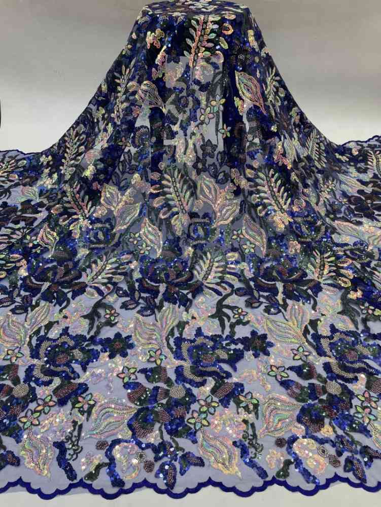 1 Yard 5 Yards Multi-Color Sequined Beaded Embroidered Lace Material Fabric TDD416