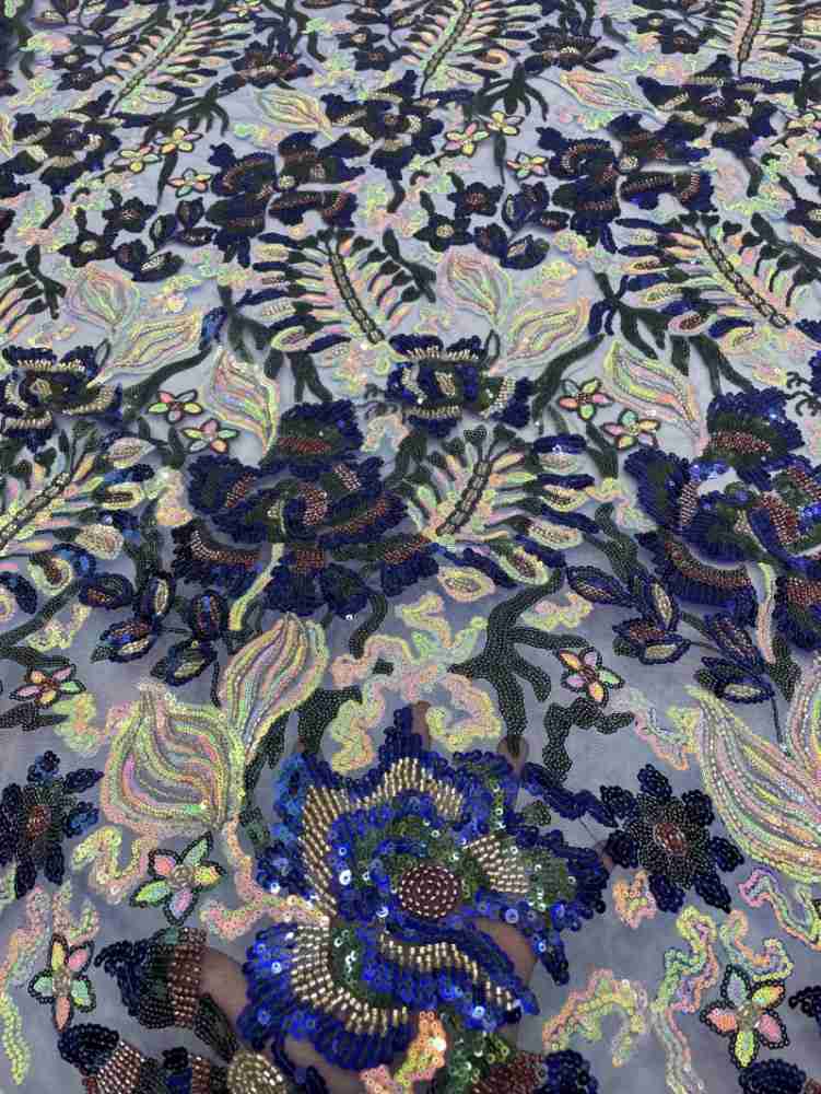 1 Yard 5 Yards Multi-Color Sequined Beaded Embroidered Lace Material Fabric TDD416