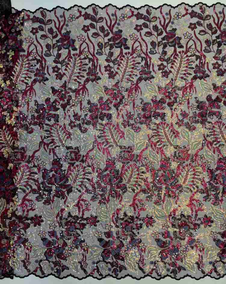 1 Yard 5 Yards Multi-Color Sequined Beaded Embroidered Lace Material Fabric TDD416