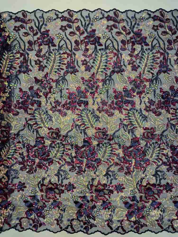 1 Yard 5 Yards Multi-Color Sequined Beaded Embroidered Lace Material Fabric TDD416