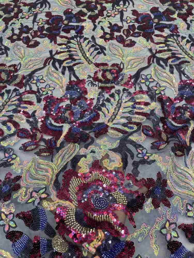 1 Yard 5 Yards Multi-Color Sequined Beaded Embroidered Lace Material Fabric TDD416