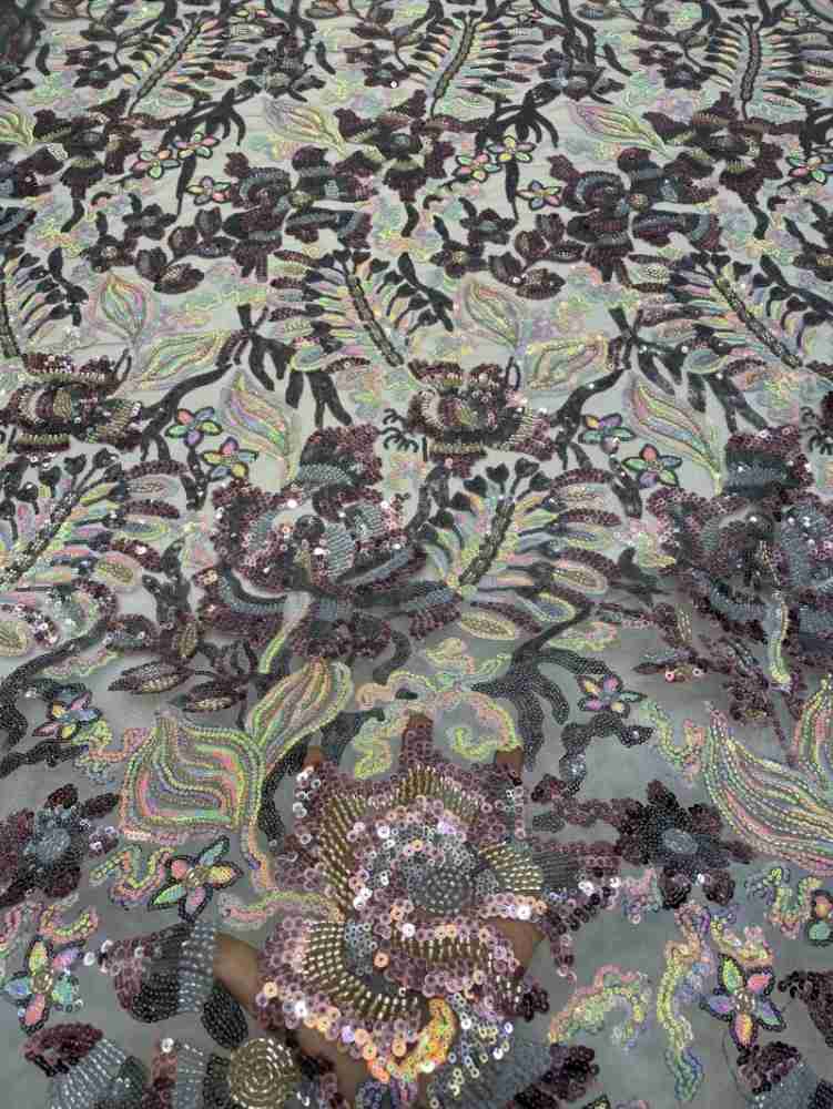 1 Yard 5 Yards Multi-Color Sequined Beaded Embroidered Lace Material Fabric TDD416
