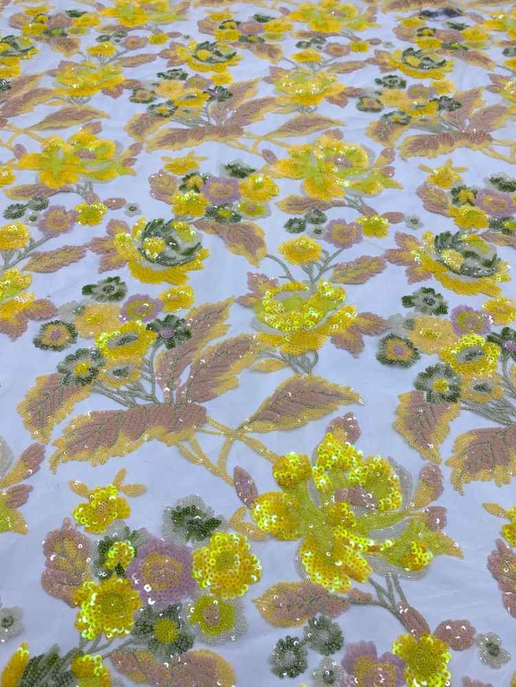 1 Yard 5 Yards Multi-Color Sequined Beaded Embroidered Lace Material Fabric TDD418
