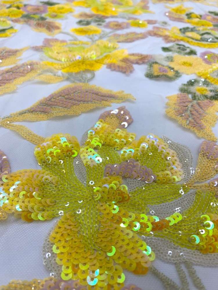 1 Yard 5 Yards Multi-Color Sequined Beaded Embroidered Lace Material Fabric TDD418