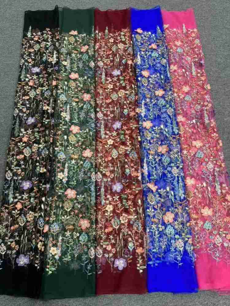 1 Yard 5 Yards Multi-Color Sequined Beaded Embroidered Lace Material Fabric TDD419