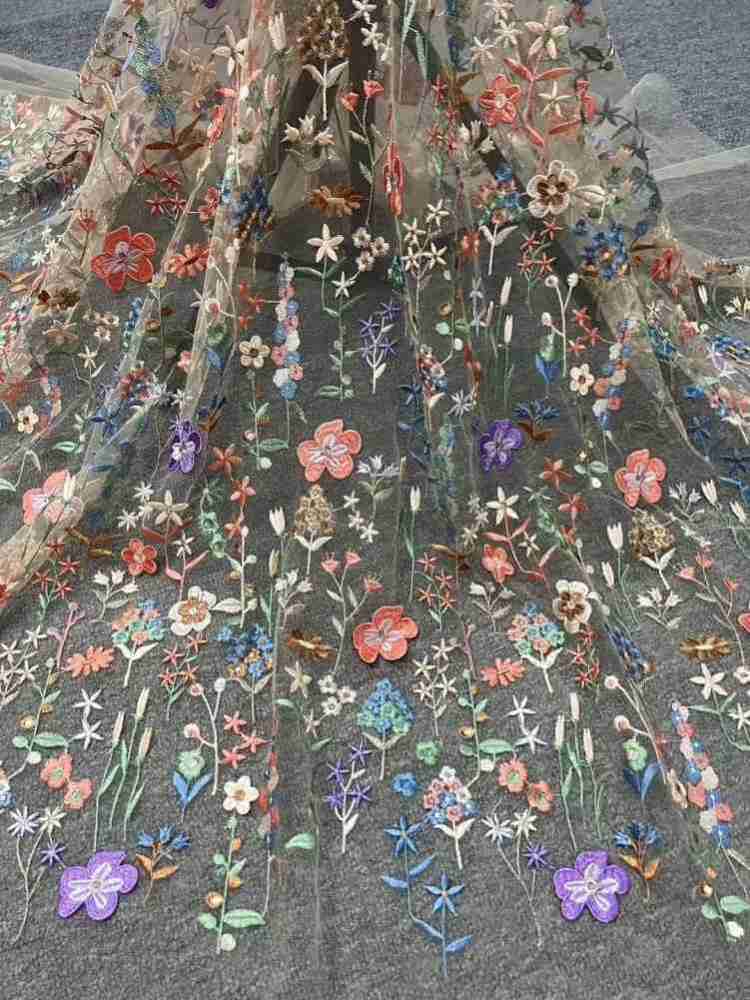 1 Yard 5 Yards Multi-Color Sequined Beaded Embroidered Lace Material Fabric TDD419
