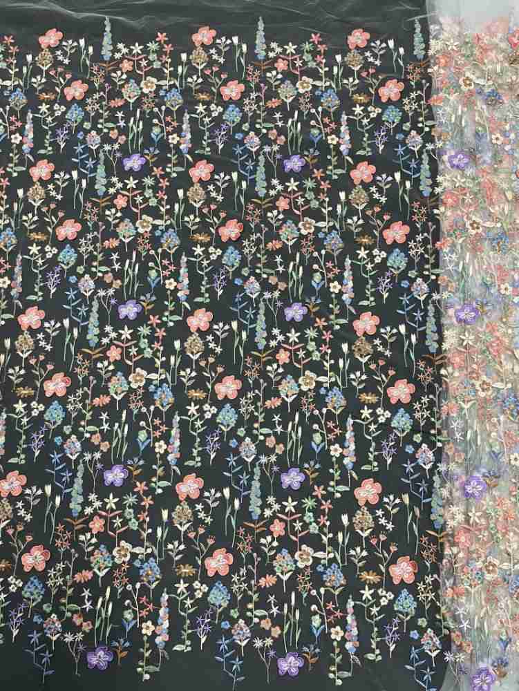 1 Yard 5 Yards Multi-Color Sequined Beaded Embroidered Lace Material Fabric TDD419