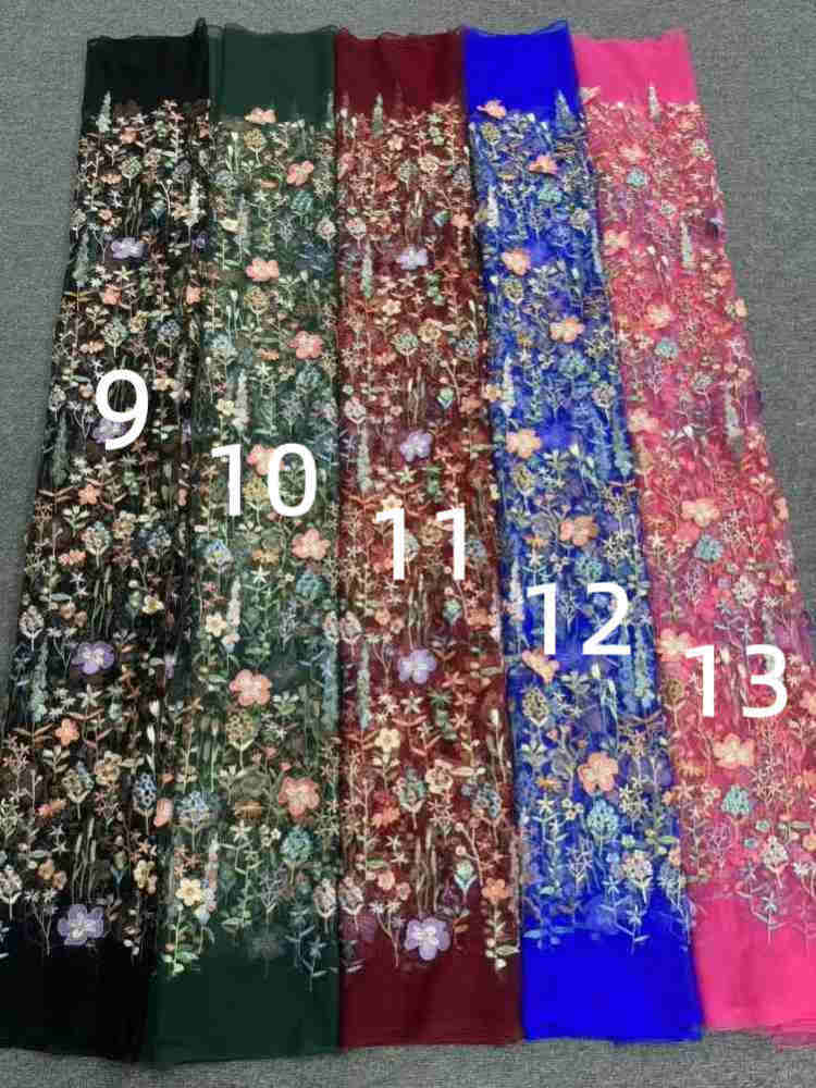 5 Yards Multi-Color Embroidered Lace Material Fabric