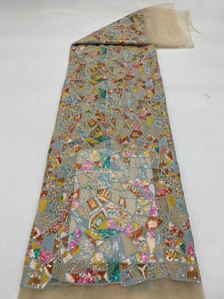 1 Yard 5 Yards Multi-Color Sequined Beaded Embroidered Lace Material Fabric TDD420
