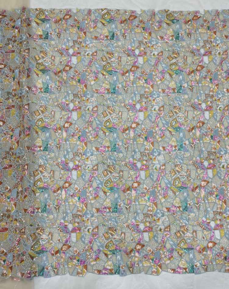 1 Yard 5 Yards Multi-Color Sequined Beaded Embroidered Lace Material Fabric TDD420