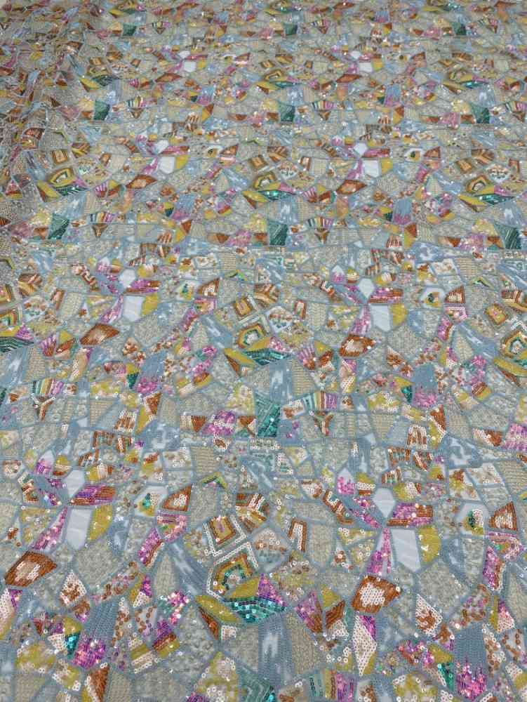 1 Yard 5 Yards Multi-Color Sequined Beaded Embroidered Lace Material Fabric TDD420