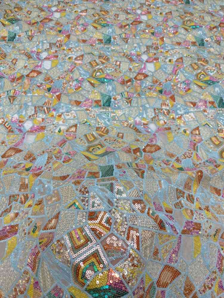 1 Yard 5 Yards Multi-Color Sequined Beaded Embroidered Lace Material Fabric TDD420