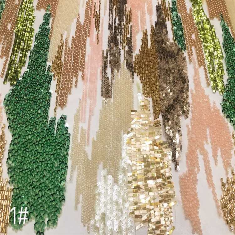 1 Yard 5 Yards Multi-Color Sequined Beaded Embroidered Lace Material Fabric TDD422