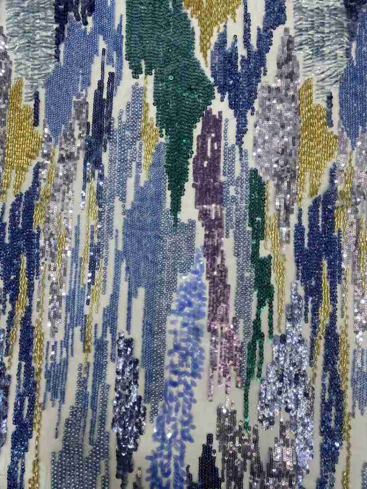1 Yard 5 Yards Multi-Color Sequined Beaded Embroidered Lace Material Fabric TDD422