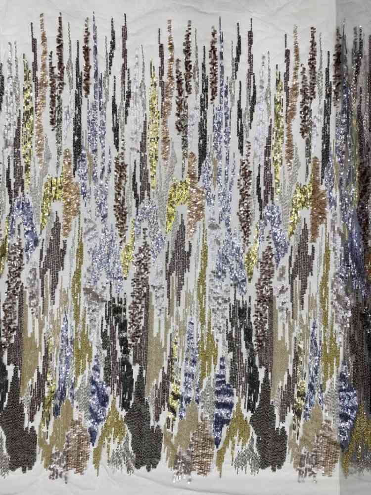 1 Yard 5 Yards Multi-Color Sequined Beaded Embroidered Lace Material Fabric TDD422
