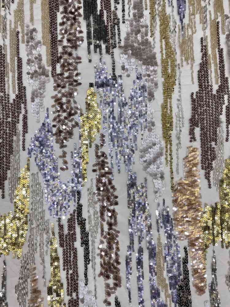 1 Yard 5 Yards Multi-Color Sequined Beaded Embroidered Lace Material Fabric TDD422