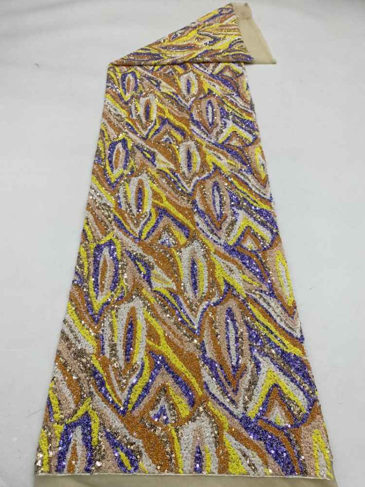 1 Yard 5 Yards Multi-Color Sequined Beaded Embroidered Lace Material Fabric TDD424