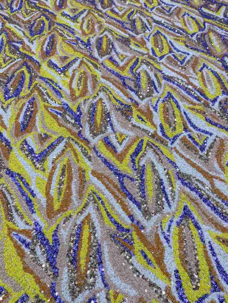 1 Yard 5 Yards Multi-Color Sequined Beaded Embroidered Lace Material Fabric TDD424