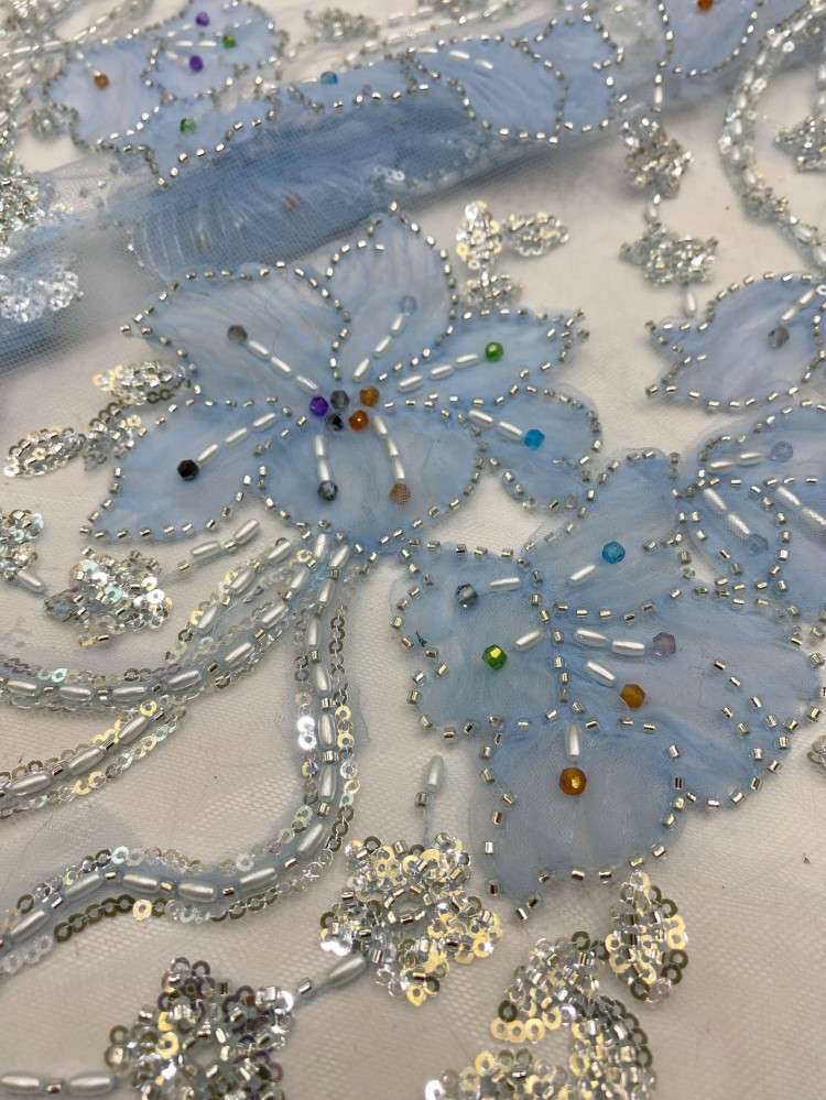 1 Yard 5 Yards Multi-Color Sequined Beaded Embroidered Lace Material Fabric TDD425