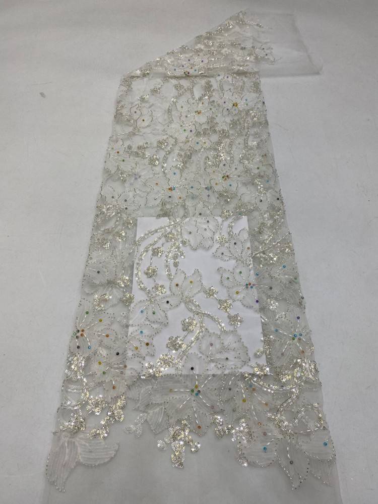 1 Yard 5 Yards Multi-Color Sequined Beaded Embroidered Lace Material Fabric TDD425