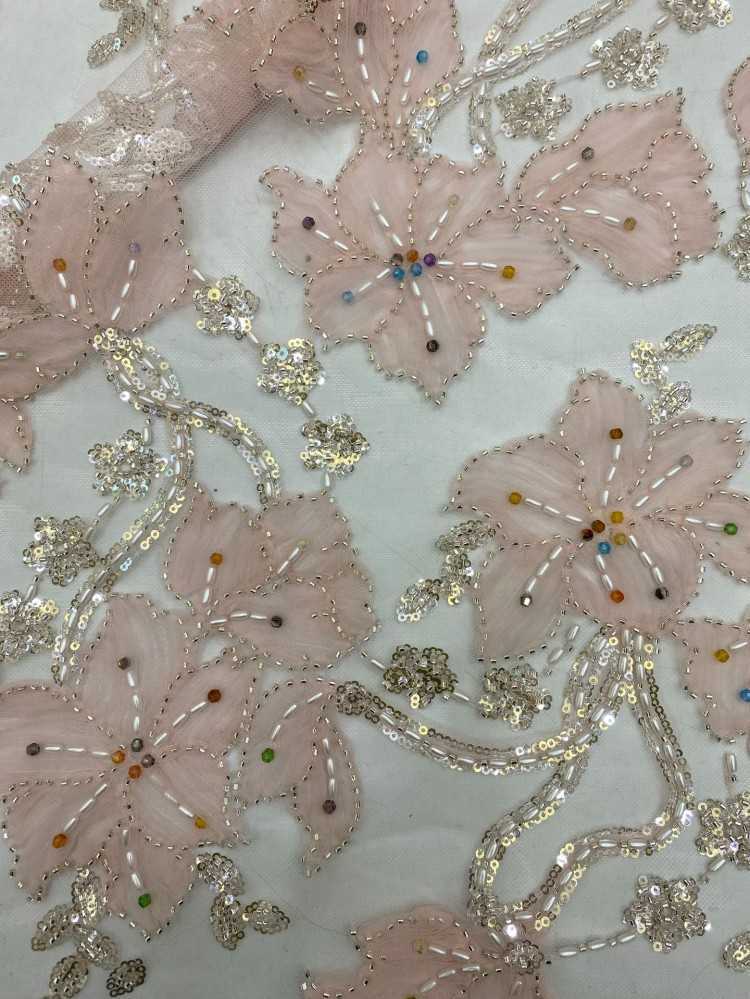 1 Yard 5 Yards Multi-Color Sequined Beaded Embroidered Lace Material Fabric TDD425