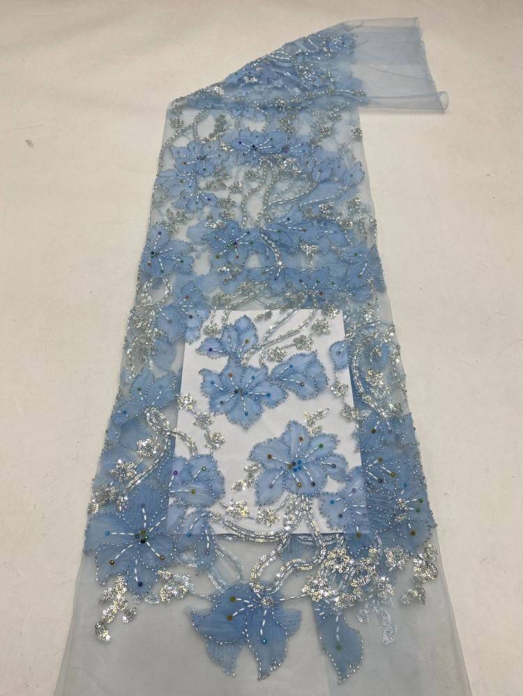 1 Yard 5 Yards Multi-Color Sequined Beaded Embroidered Lace Material Fabric TDD425