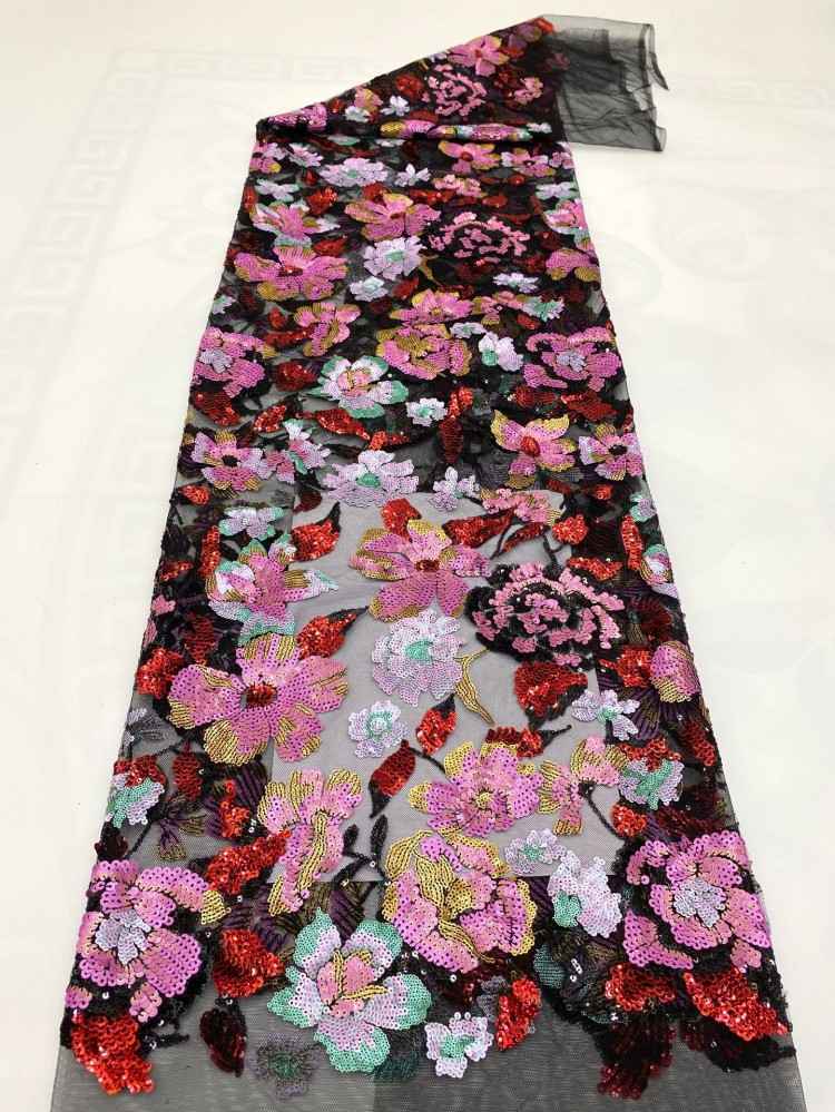 1 Yard 5 Yards Multi-Color Sequined Beaded Embroidered Lace Material Fabric TDD427