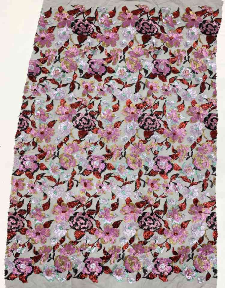 1 Yard 5 Yards Multi-Color Sequined Beaded Embroidered Lace Material Fabric TDD427