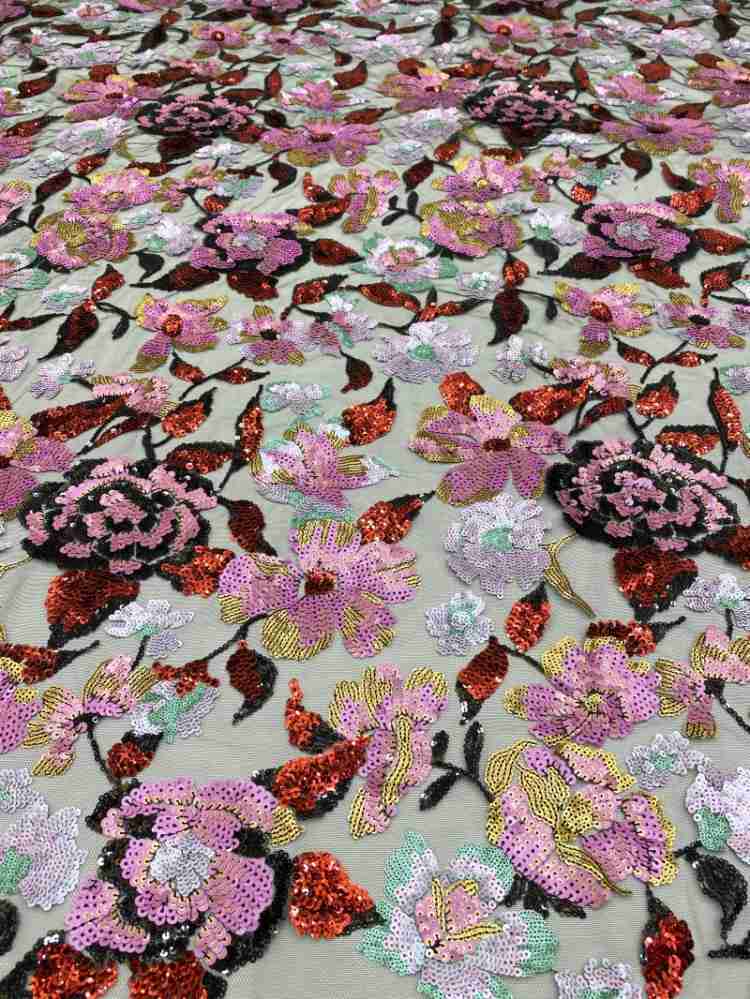 1 Yard 5 Yards Multi-Color Sequined Beaded Embroidered Lace Material Fabric TDD427