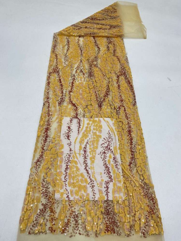 1 Yard Multi-Colored Sequins Lace Material Fabric