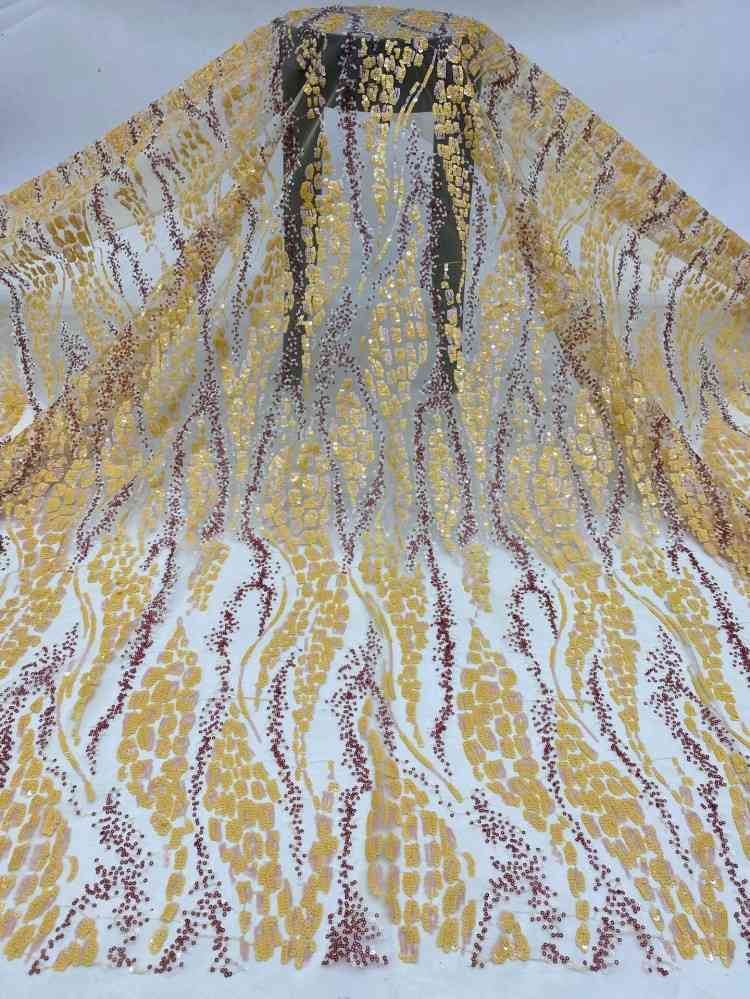 1 Yard Multi-Colored Sequins Lace Material Fabric
