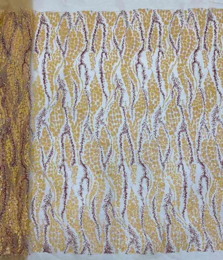 1 Yard Multi-Colored Sequins Lace Material Fabric