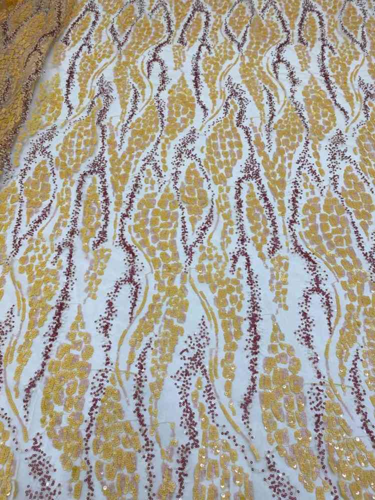 1 Yard Multi-Colored Sequins Lace Material Fabric