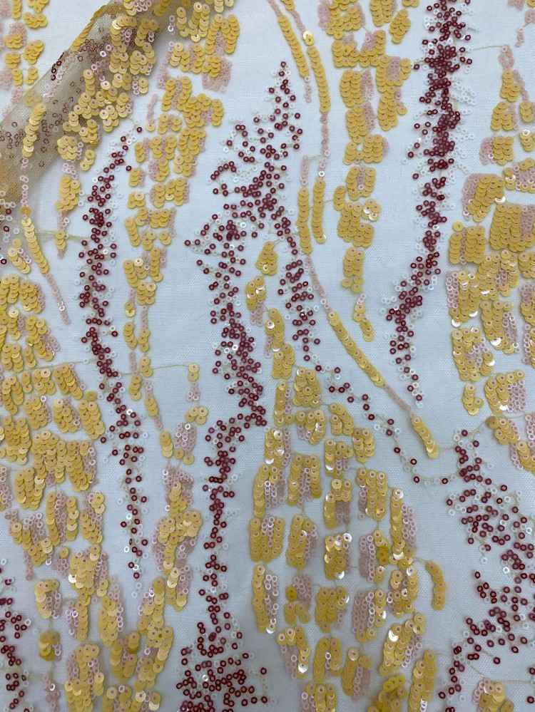 1 Yard Multi-Colored Sequins Lace Material Fabric