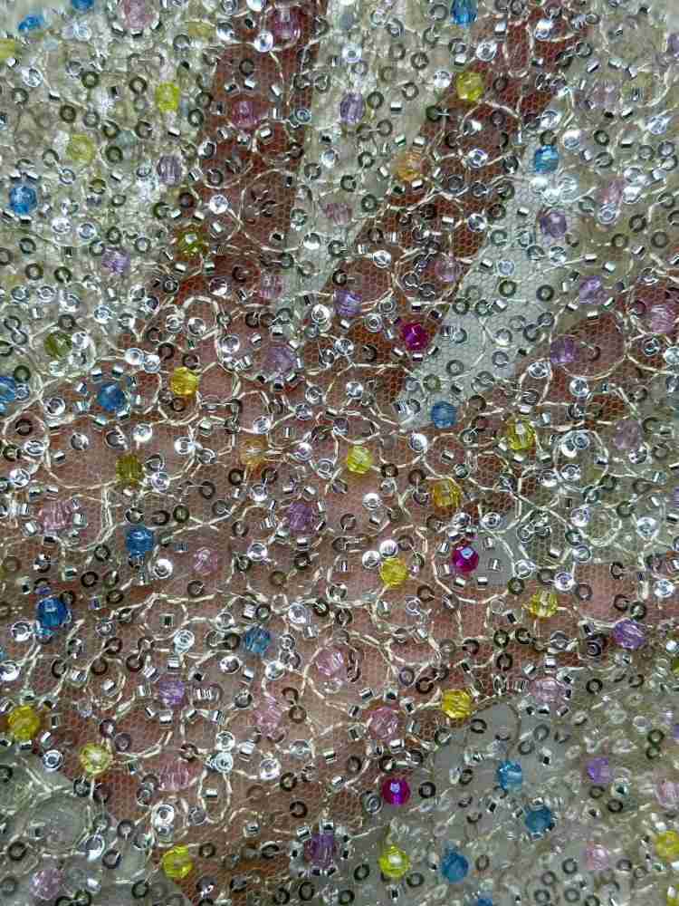 1 Yard 5 Yards Multi-Color Sequined Beaded Embroidered Lace Material Fabric TDD429