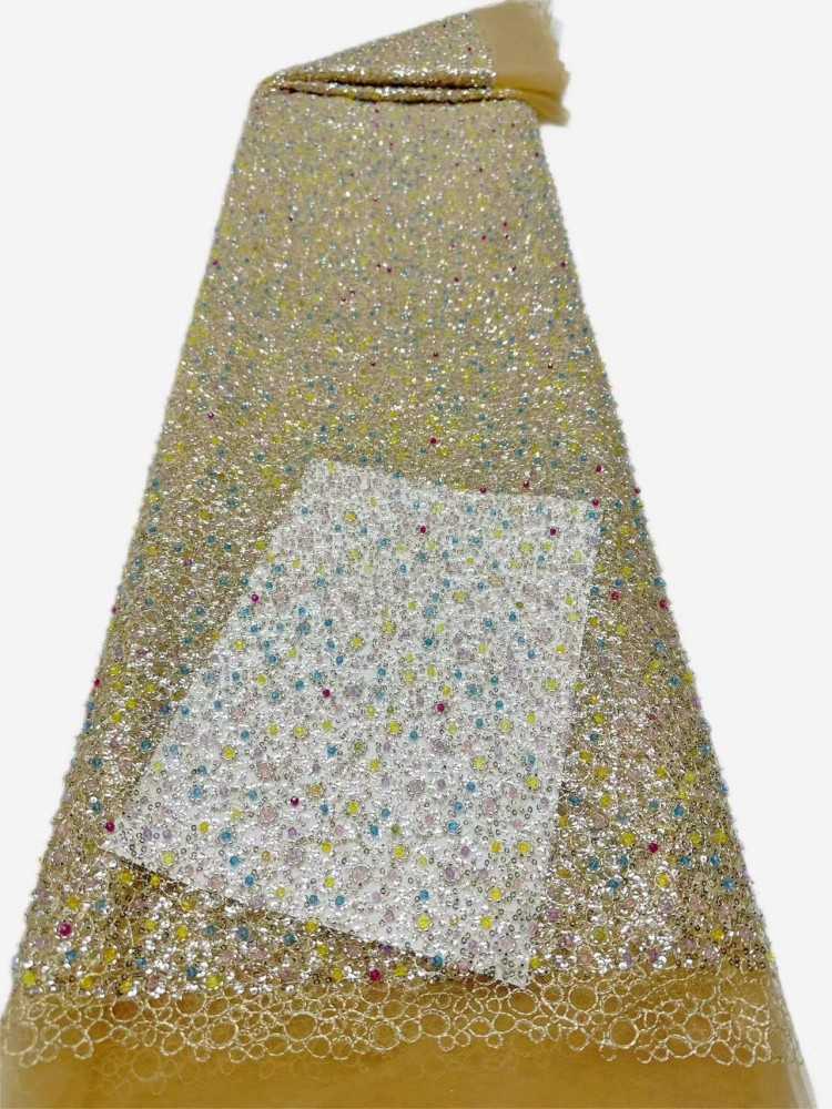 1 Yard 5 Yards Multi-Color Sequined Beaded Embroidered Lace Material Fabric TDD429