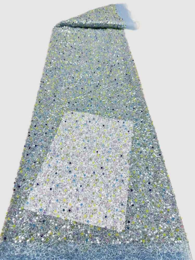 1 Yard 5 Yards Multi-Color Sequined Beaded Embroidered Lace Material Fabric TDD429