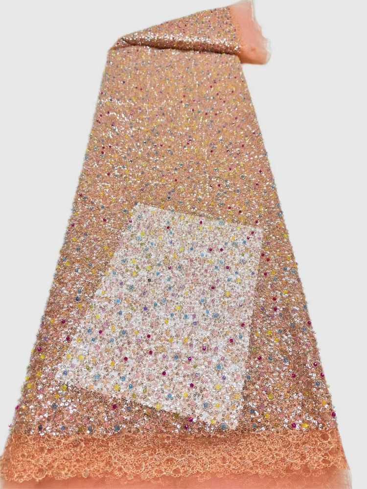 1 Yard 5 Yards Multi-Color Sequined Beaded Embroidered Lace Material Fabric TDD429