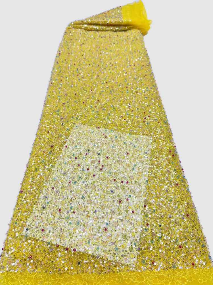1 Yard 5 Yards Multi-Color Sequined Beaded Embroidered Lace Material Fabric TDD429