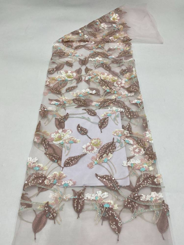 1 Yard 5 Yards Multi-Color Sequined Beaded Embroidered Lace Material Fabric TDD430