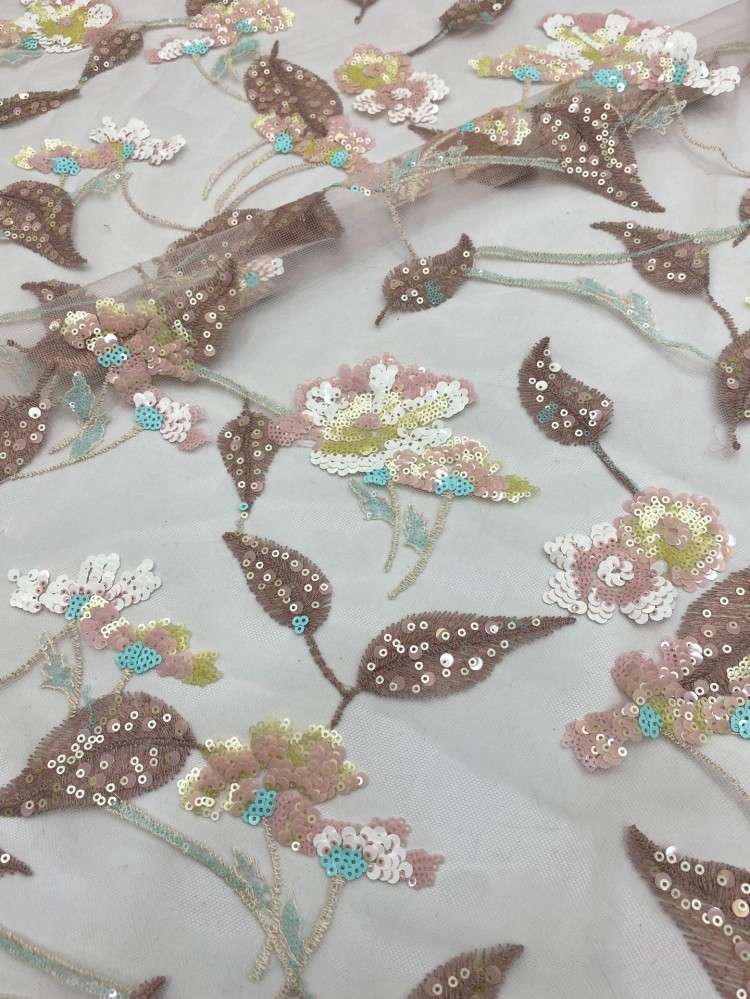 1 Yard 5 Yards Multi-Color Sequined Beaded Embroidered Lace Material Fabric TDD430