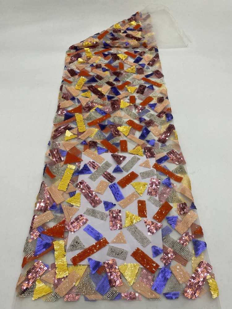 1 Yard 5 Yards Multi-Color Sequined Beaded Embroidered Lace Material Fabric TDD431