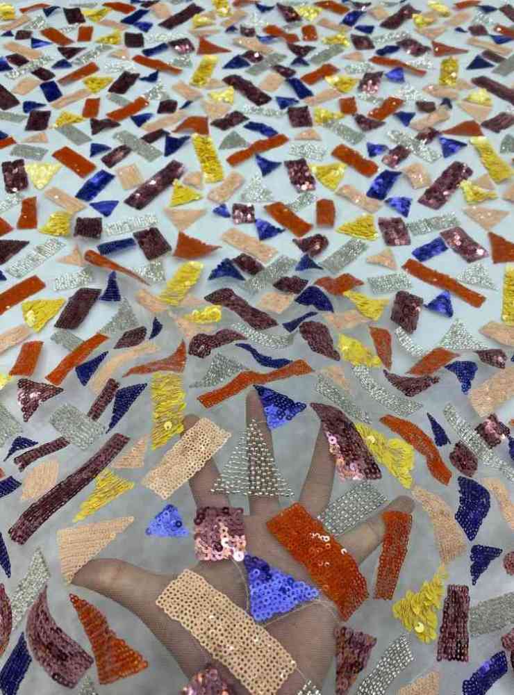 1 Yard 5 Yards Multi-Color Sequined Beaded Embroidered Lace Material Fabric TDD431